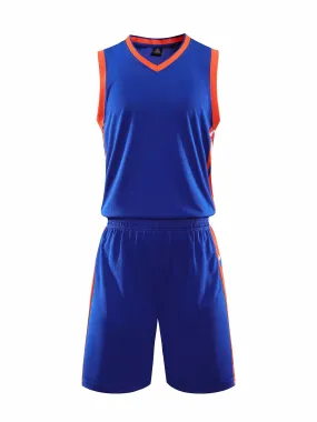 1 Set Mens Basketball Jersey and Shorts Team Uniform Sportswear, blue,5XL