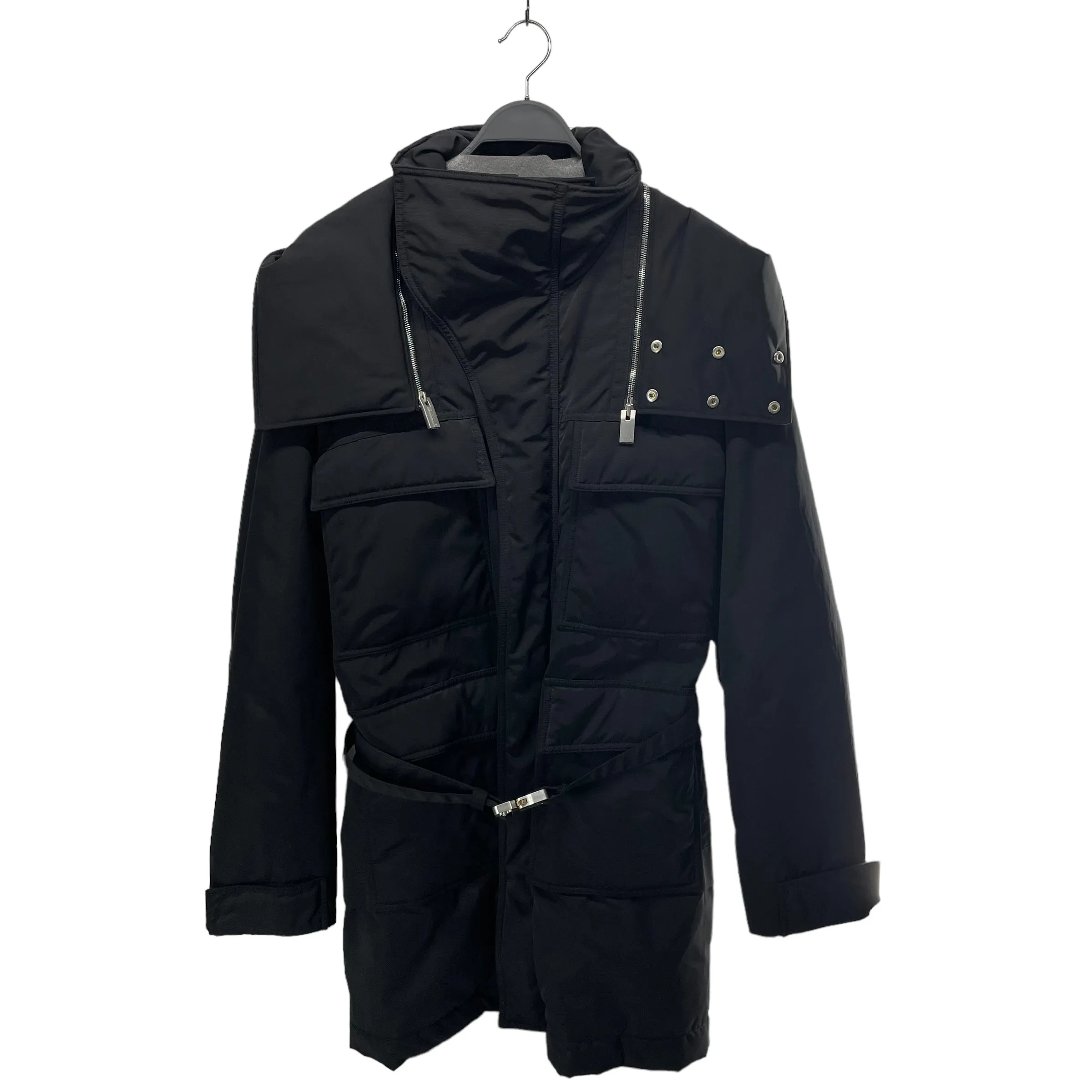 1017 ALYX 9SM trench coat, size L, polyester, black, buckle coat.