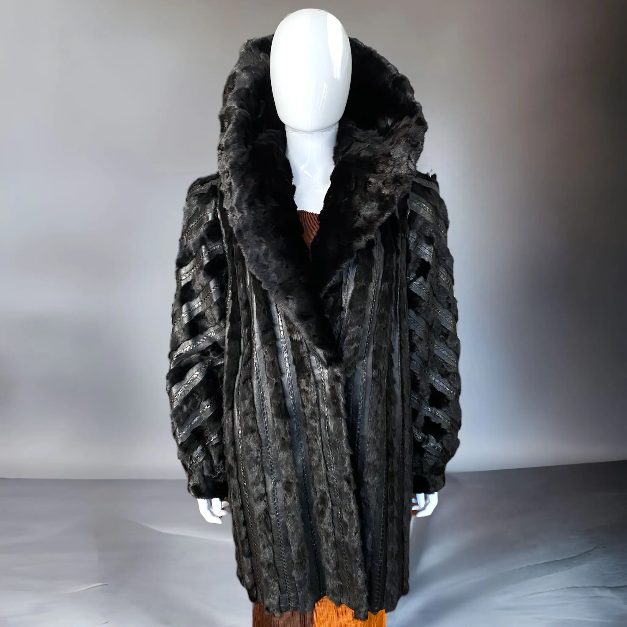 1960s Vintage Leather Snakeskin Fur Coat