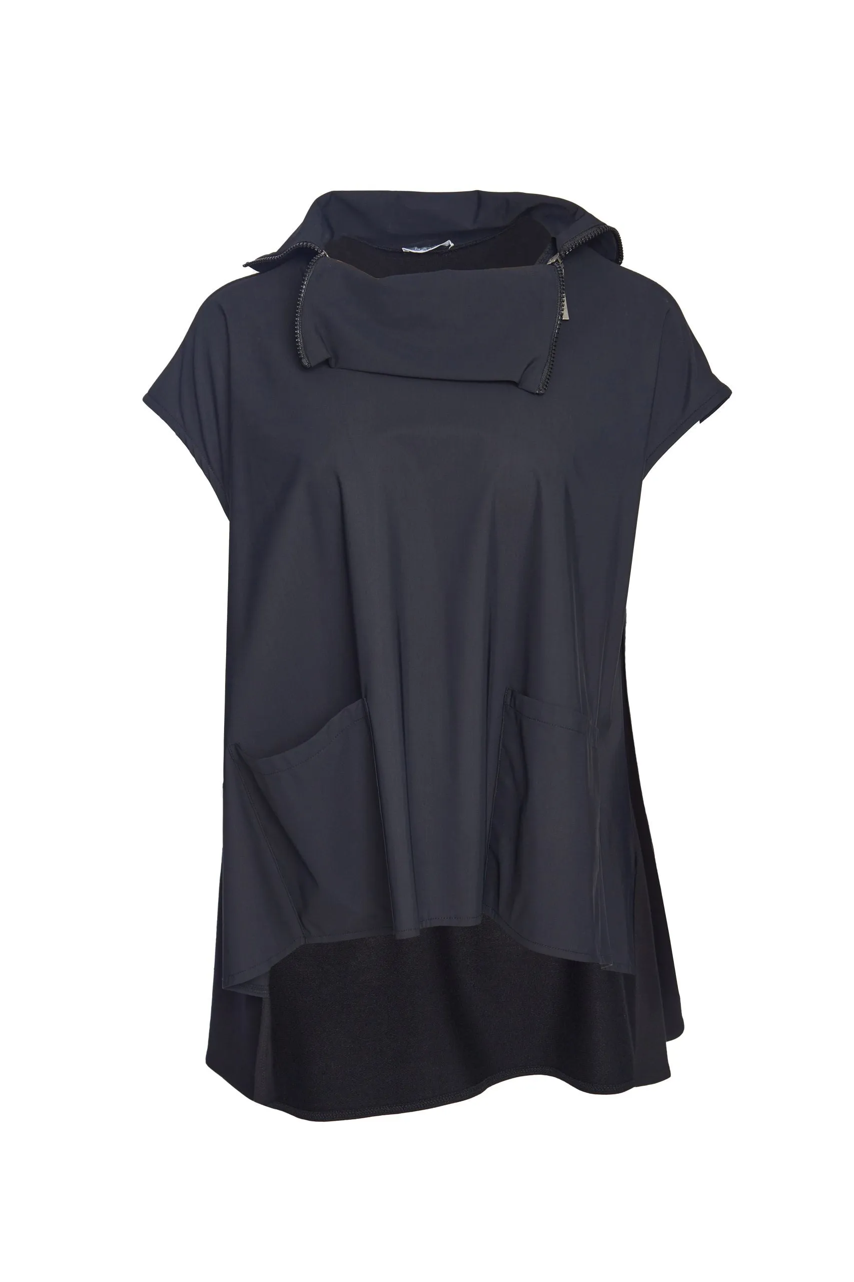 266 Polo Neck Top w/ Contrast Panels Navy- Naya