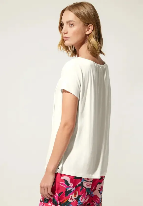 320306- Cream Material Mix Top - Street One