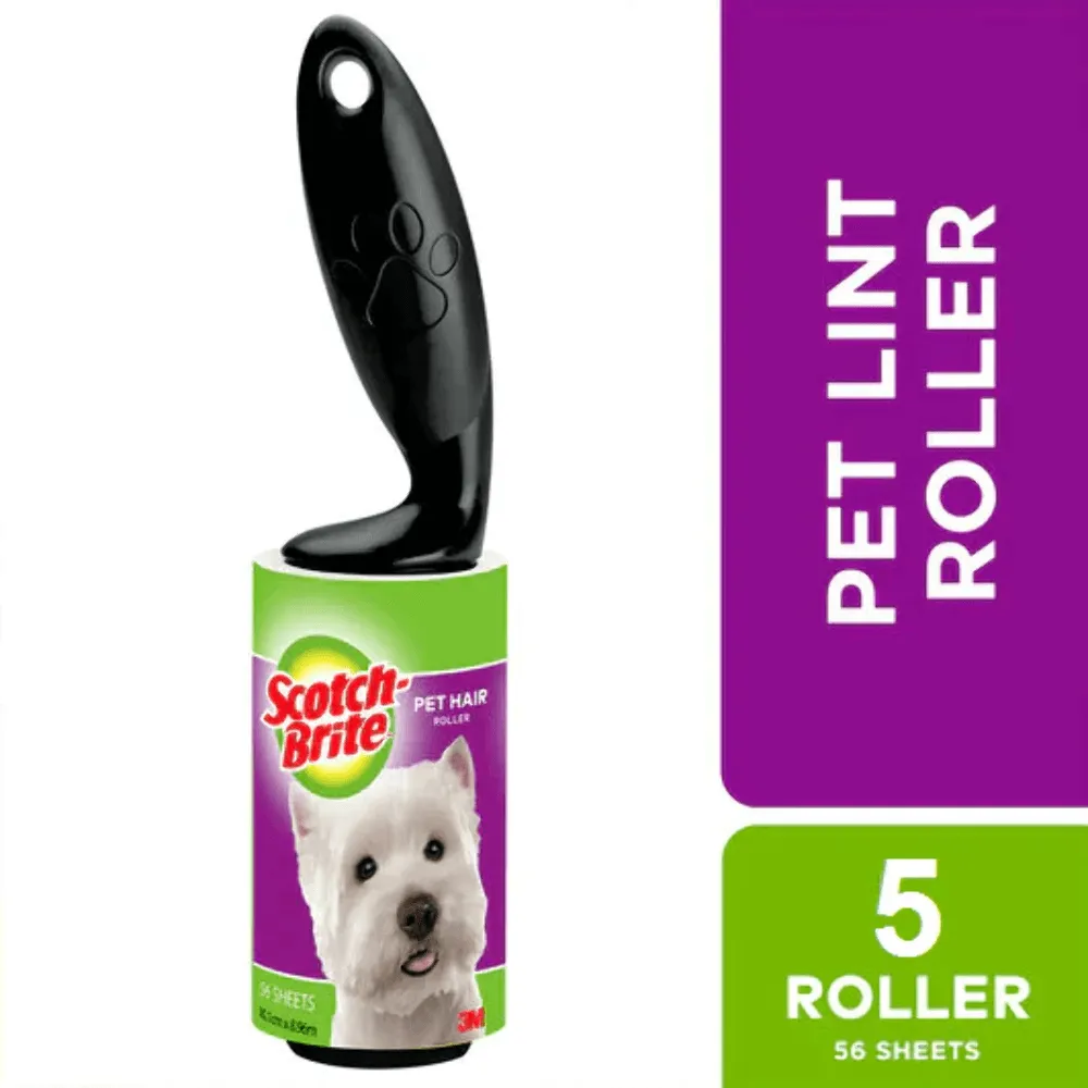 6 Pack Scotch-Brite Lint Pet Hair Roller Remover 56 Sheets