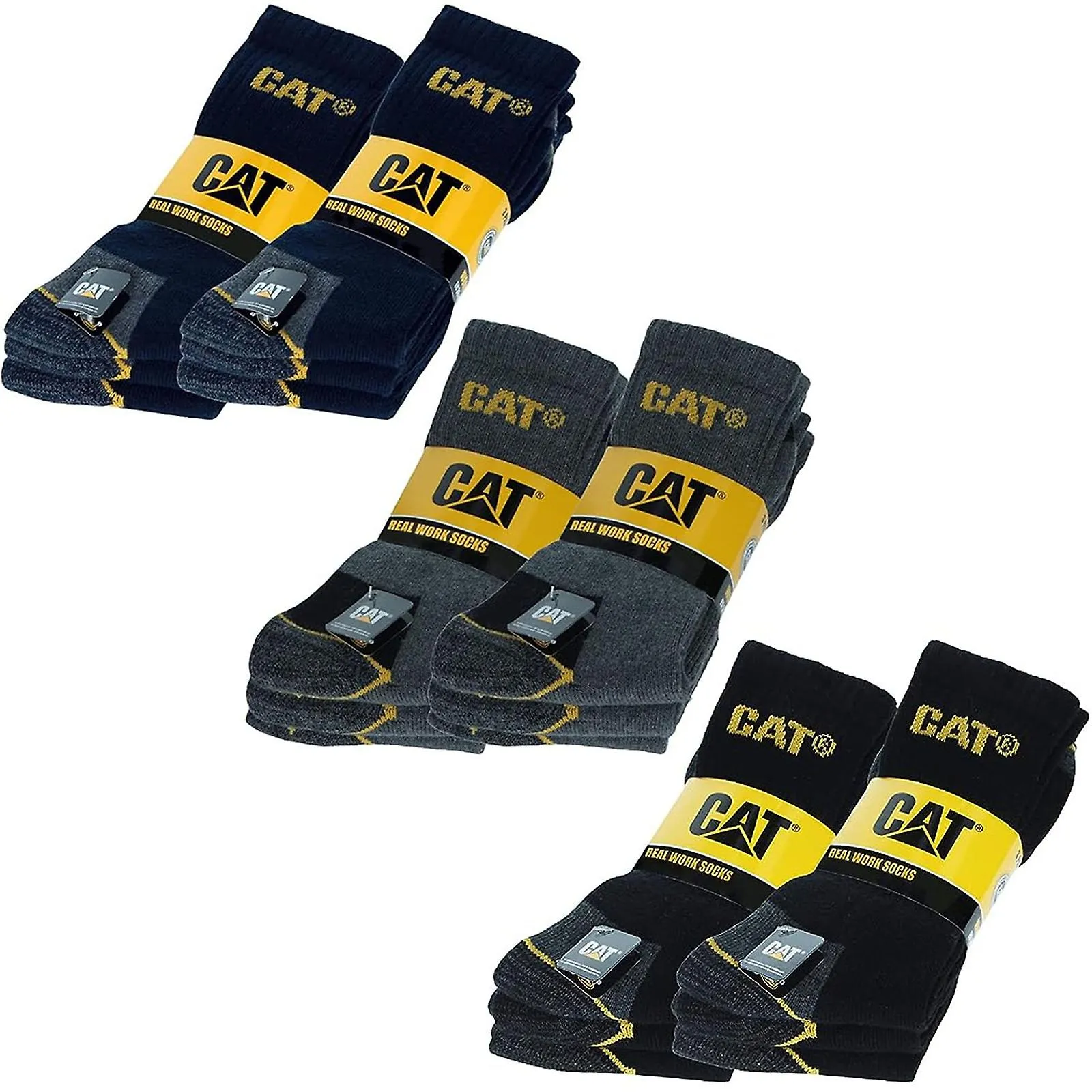 6 pares de CAT Caterpillar Mens Adults Calcetines de Ropa Industrial de Servicio Pesado