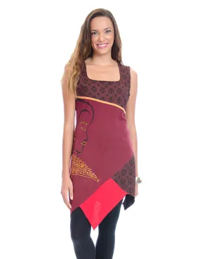 Abstract Sleeveless Cotton Tunic