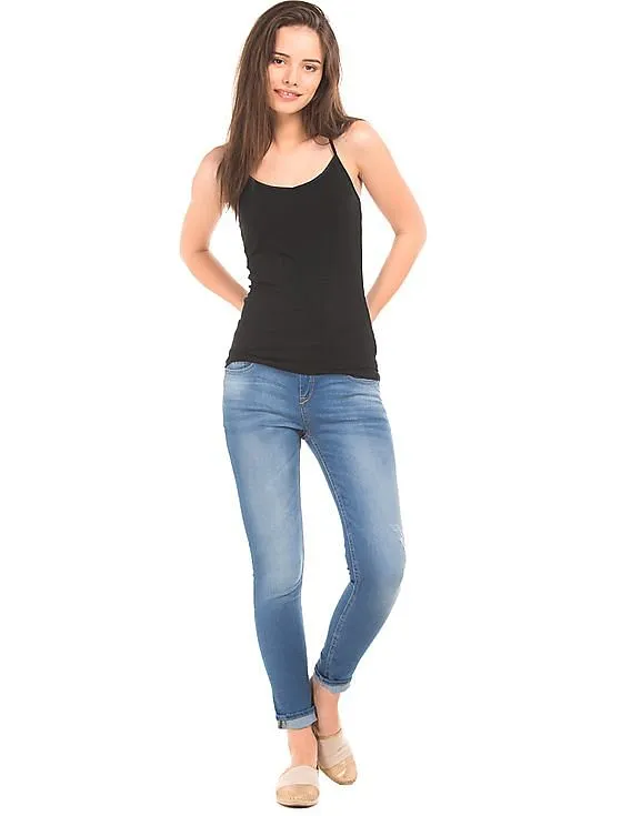 Aeropostale Solid Cotton Elastane Camisole