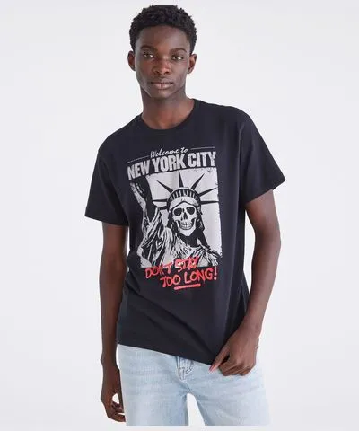 Aeropostale Statue Of Liberty Skull Graphic Tee