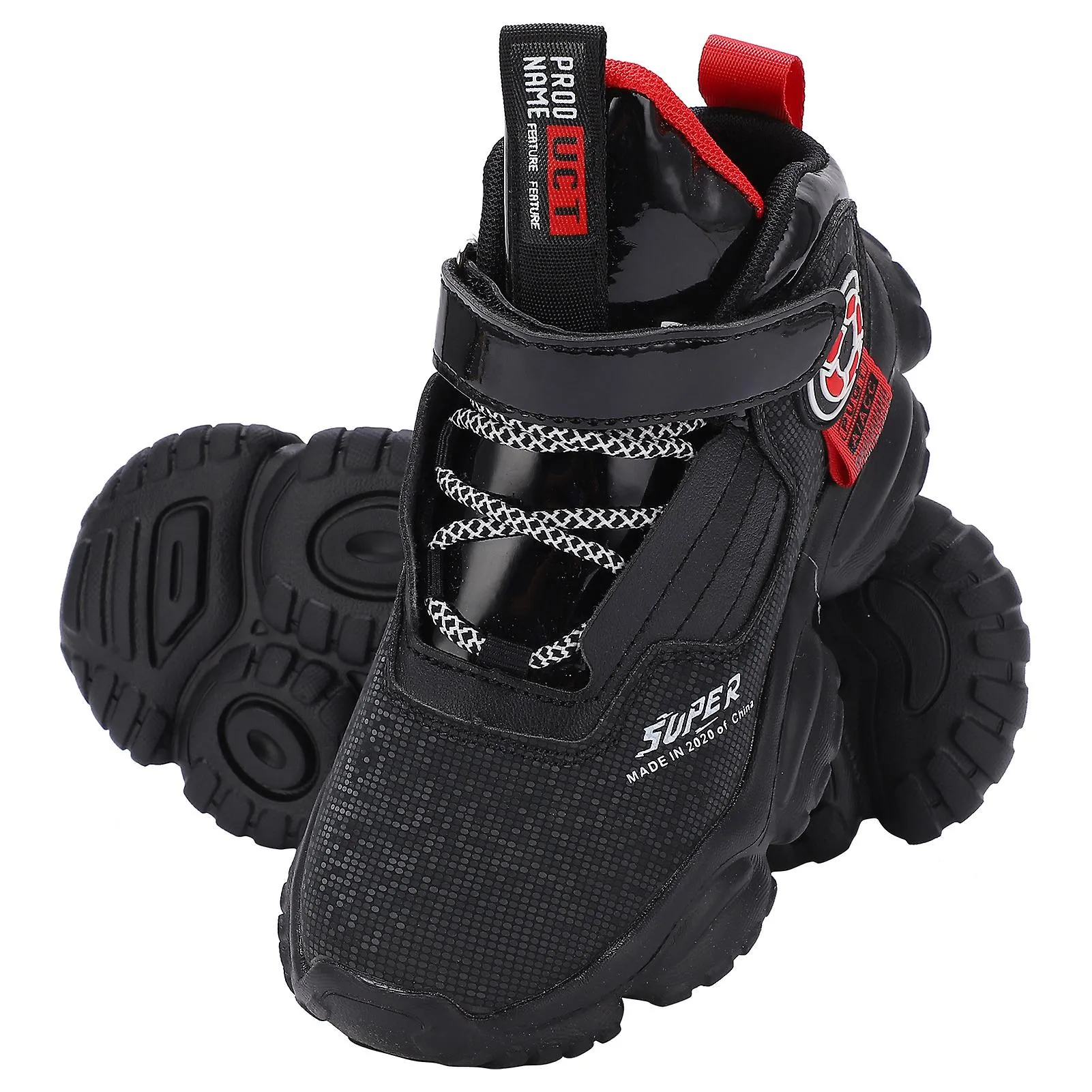 Autumn Boys Sports Sneakers Breathable Athletic Shoes, Size 34, Black