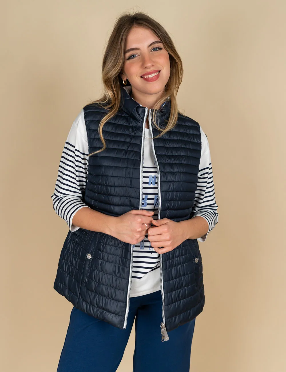 Barbara Lebek - Gilet trapuntato reversibile blu