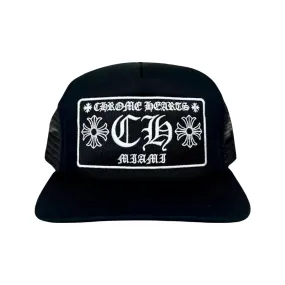 Black Chrome Hearts Miami Exclusive Trucker Hat