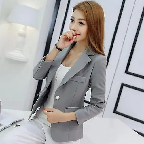 Black Women Blazer Formal Slim Blazers Lady Office Work Suit Pockets Jackets Coat Female Korea Casual Short Blazer Femme