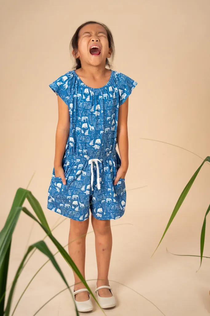 Blue Elephant Families Flutter Playsuit