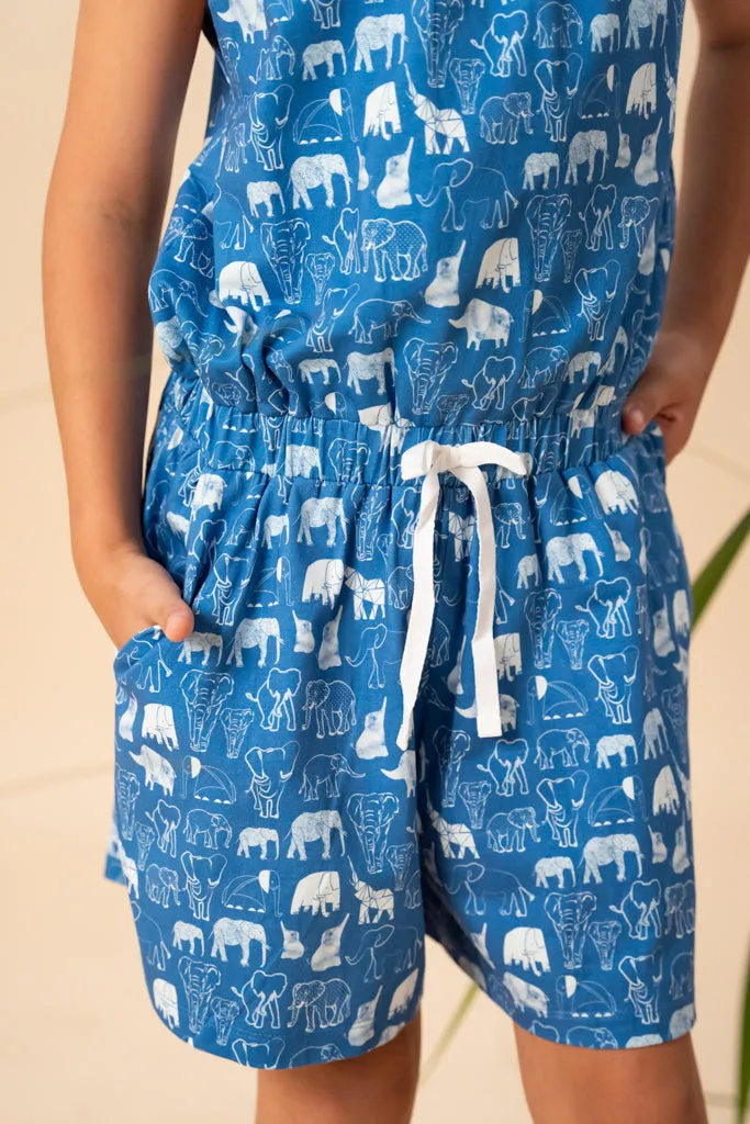 Blue Elephant Families Flutter Playsuit