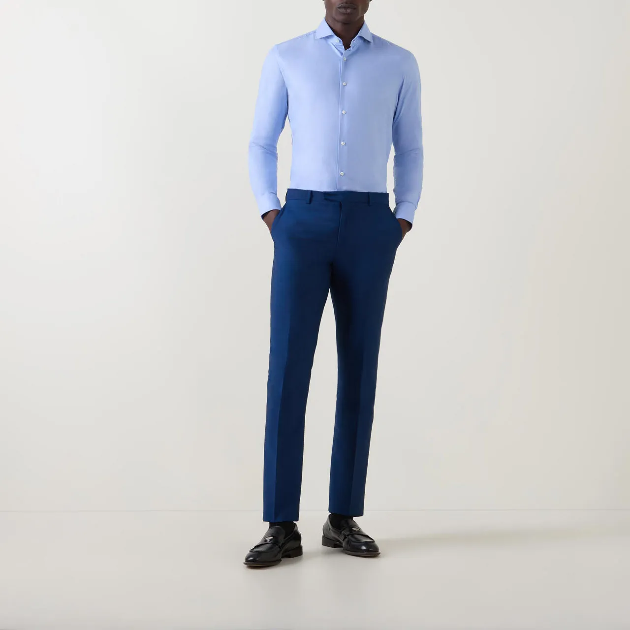 BOSS Hank Structured Single-Cuff Shirt - Light Blue