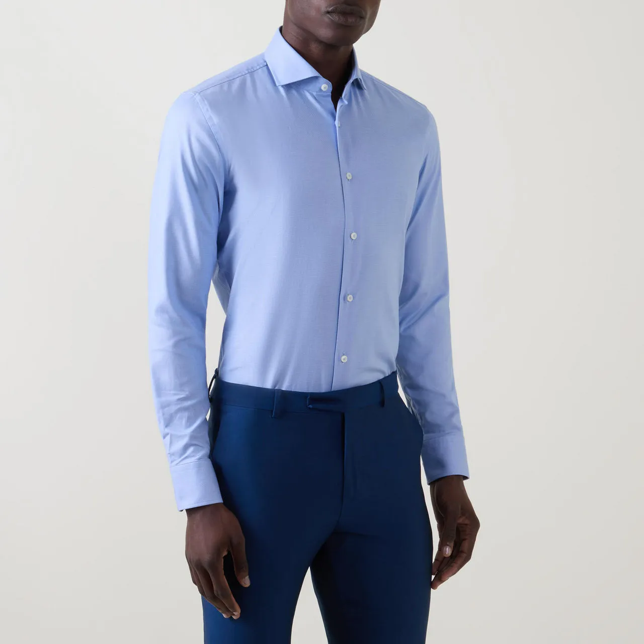 BOSS Hank Structured Single-Cuff Shirt - Light Blue