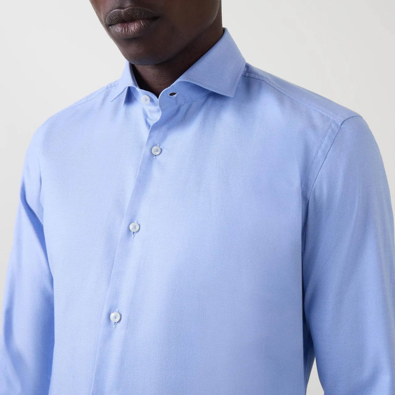 BOSS Hank Structured Single-Cuff Shirt - Light Blue