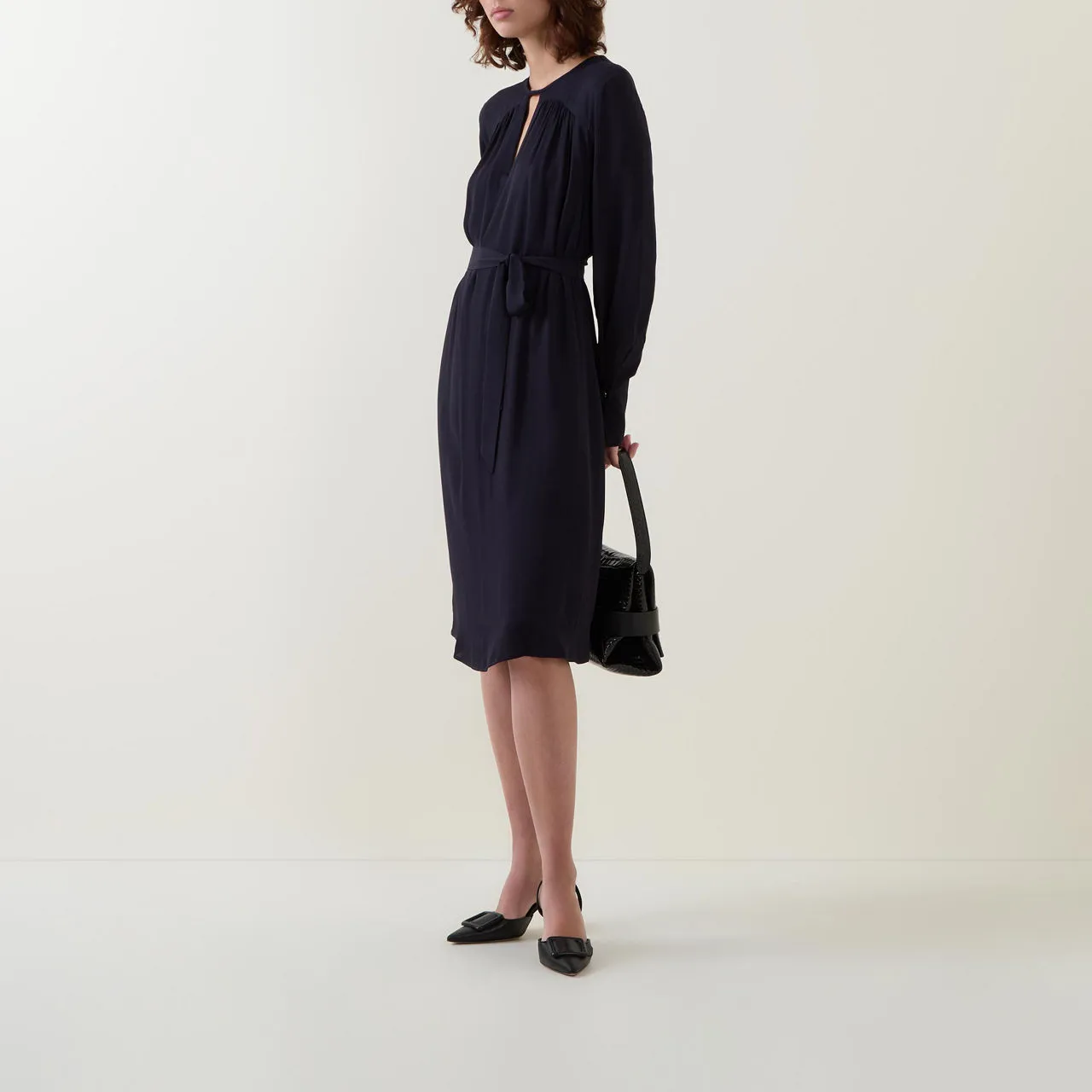 BOSS The Sustainable Edit Dibanori Belted Dress - Navy