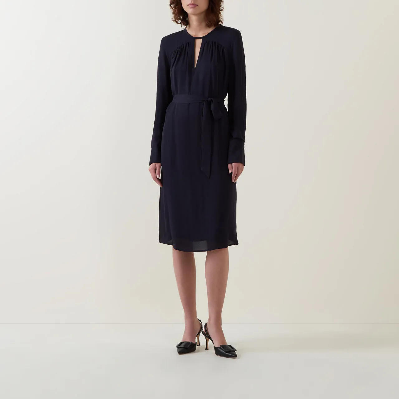 BOSS The Sustainable Edit Dibanori Belted Dress - Navy