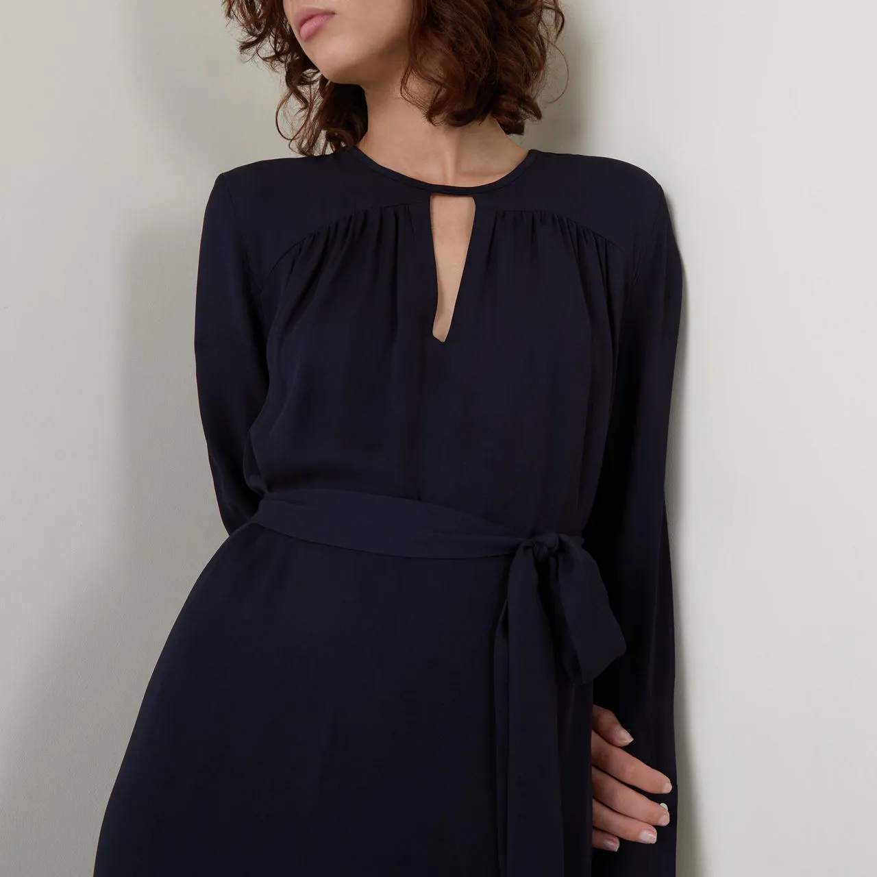 BOSS The Sustainable Edit Dibanori Belted Dress - Navy