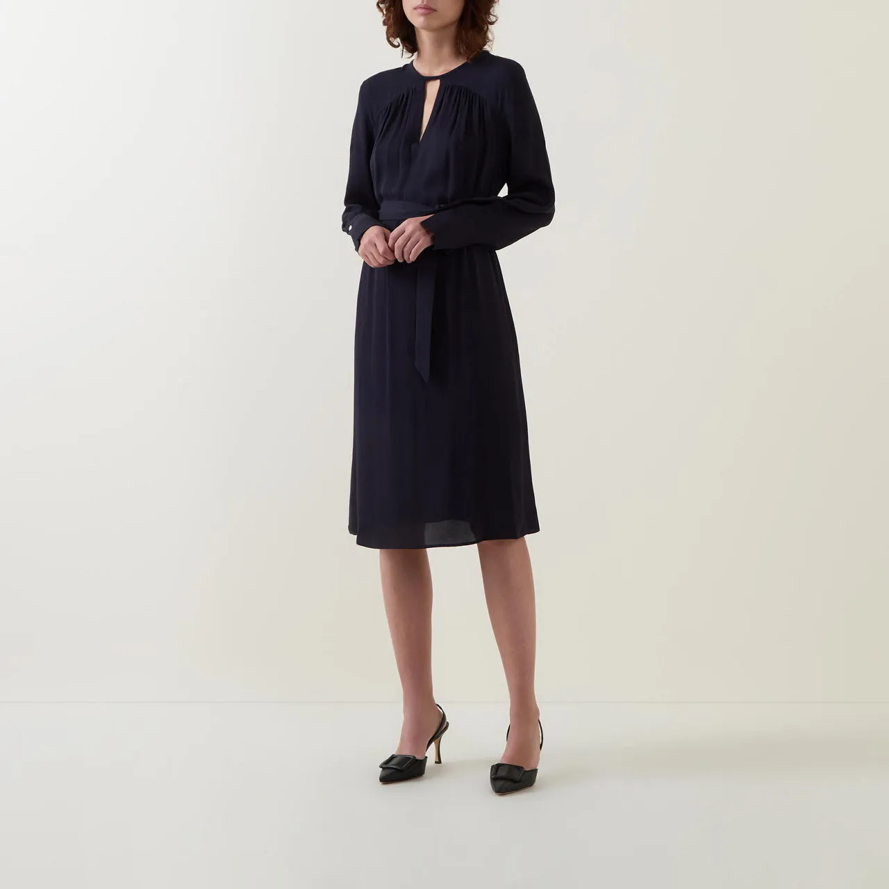 BOSS The Sustainable Edit Dibanori Belted Dress - Navy