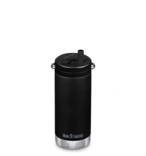 Botella Klean Kanteen Tkwide de 12oz con tapa giratoria (negra)