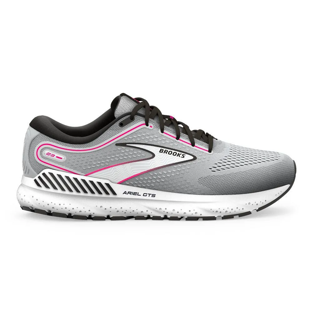 Brooks Ariel GTS 23 Women's Running Shoes, Grey/Black/Pink, Size 10 D Wide