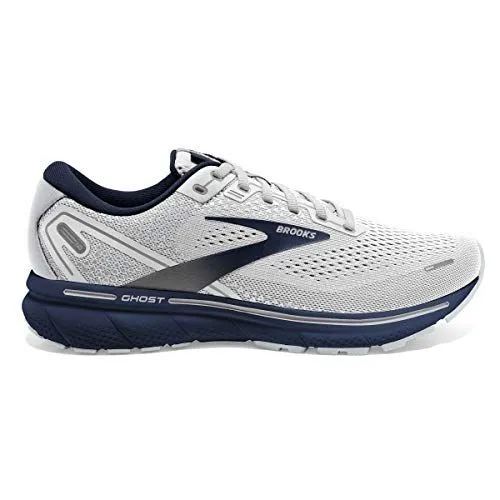 Brooks Mens Ghost 14 Athletic Shoes- Grey/Navy/White