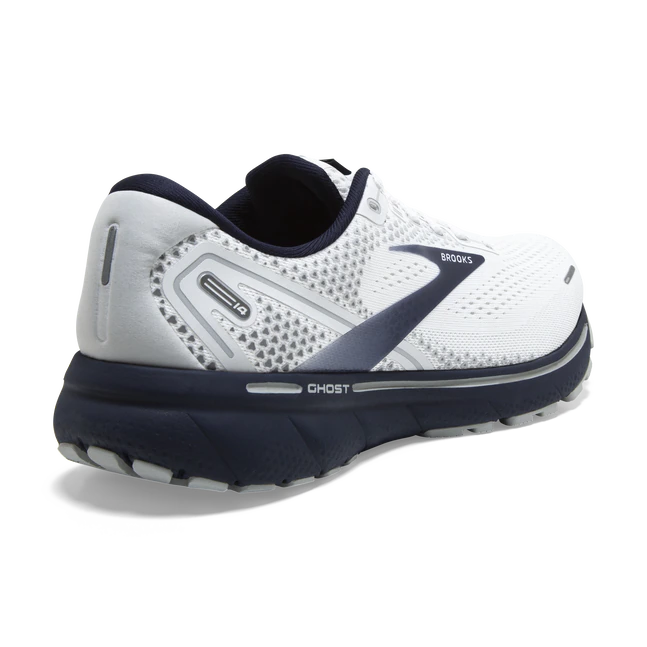 Brooks Mens Ghost 14 Athletic Shoes- Grey/Navy/White