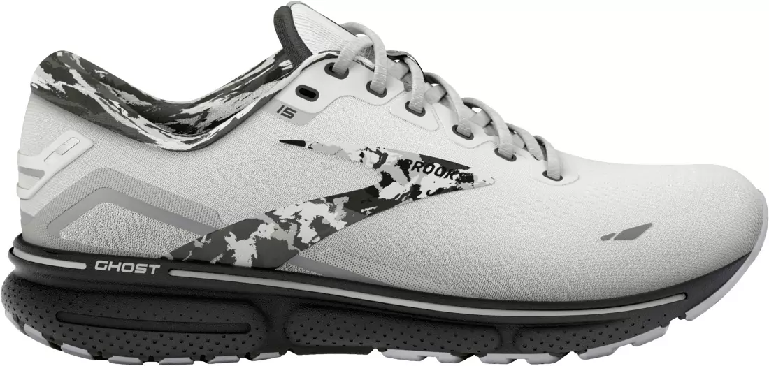 Brooks Women’s Ghost 15 Athletic Shoes-White/Ebony/Oyster