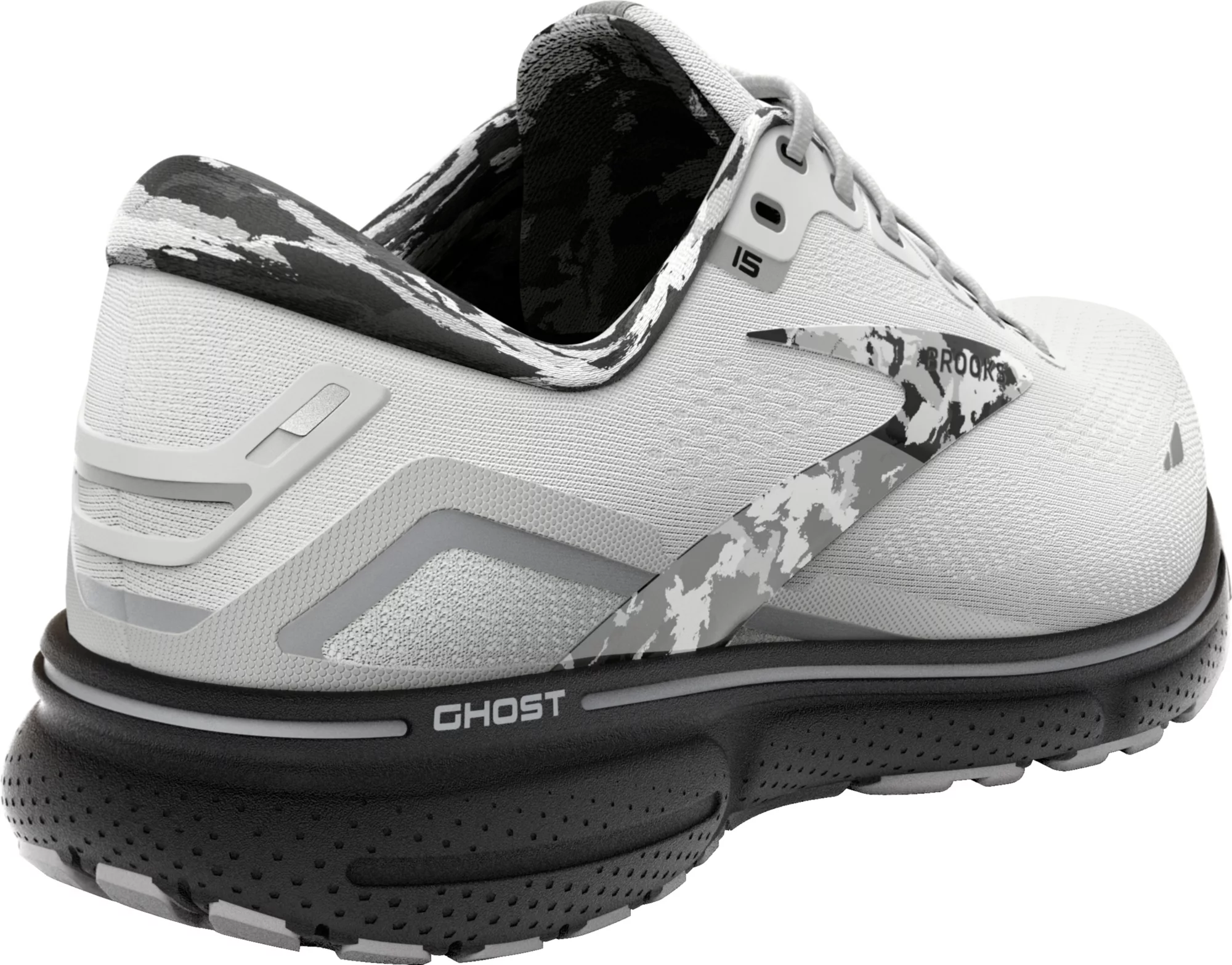 Brooks Women’s Ghost 15 Athletic Shoes-White/Ebony/Oyster