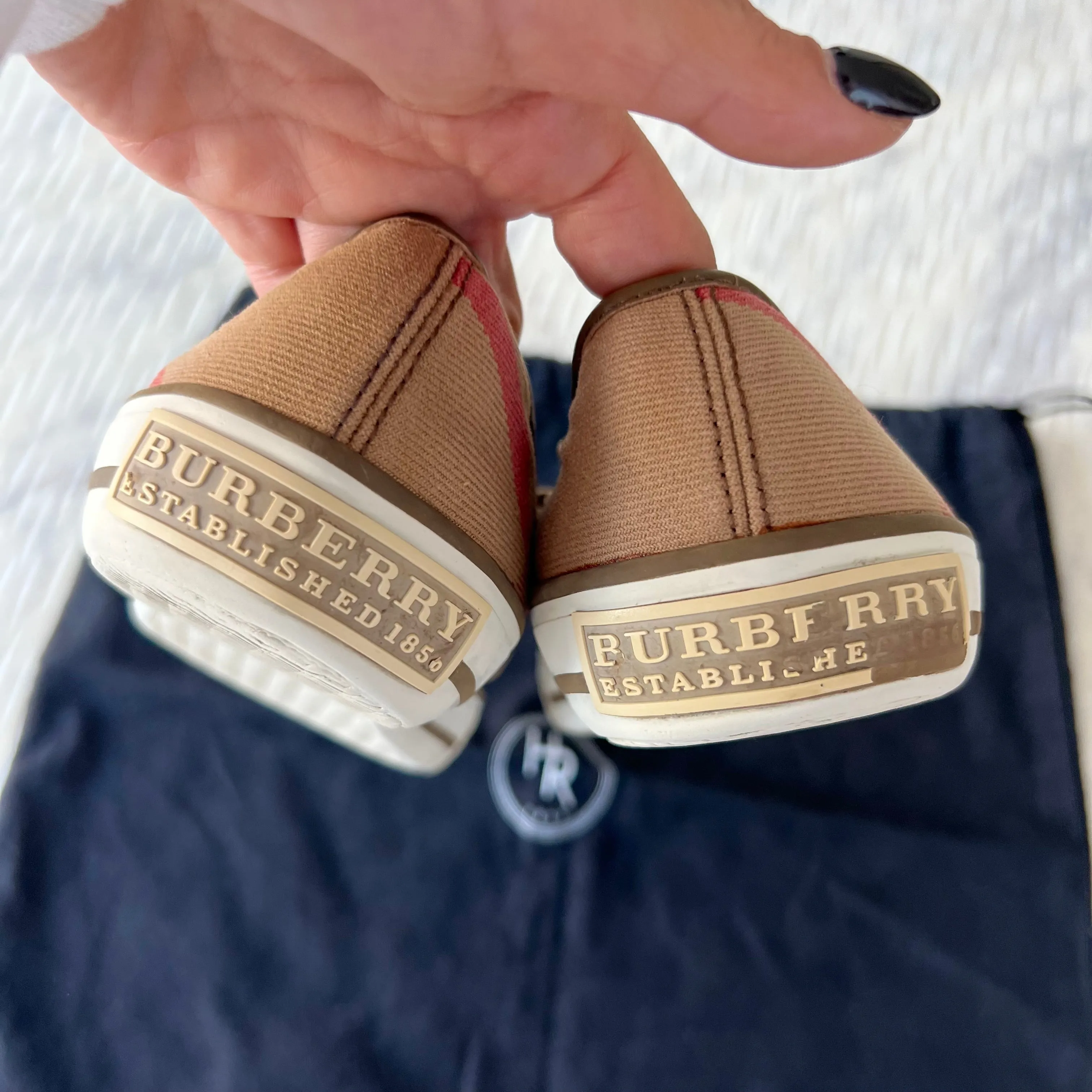 Burberry Beige Novacheck Canvas Leather Slip-On Sneakers