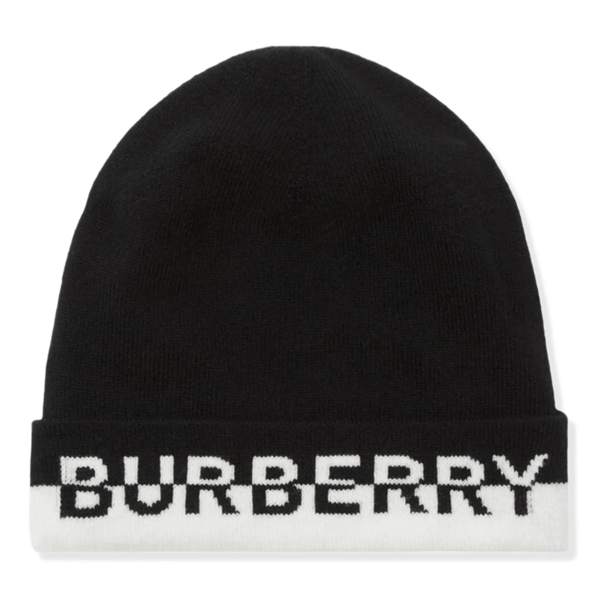 Burberry Black White Logo Cashmere Beanie