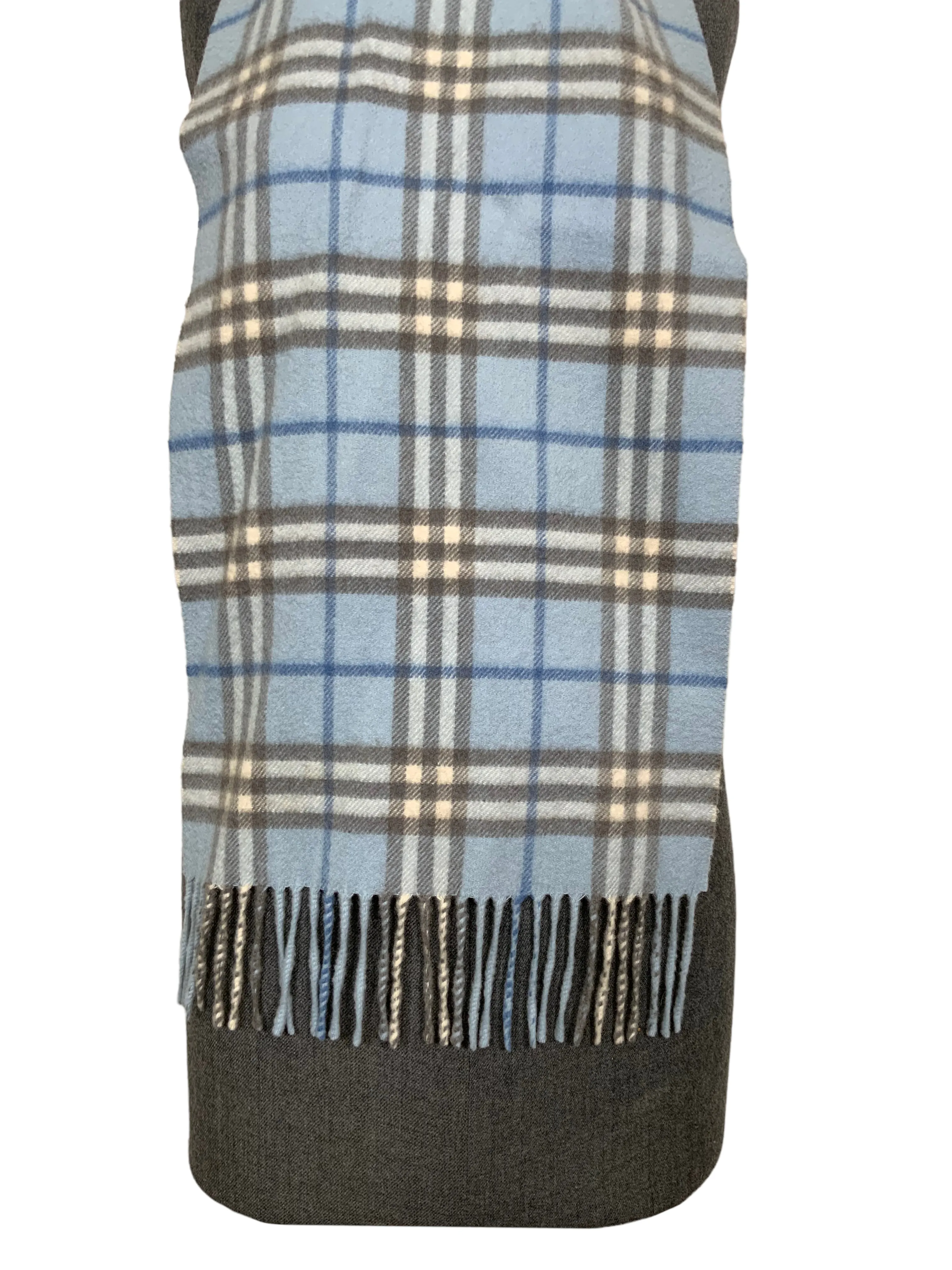 Burberry Checkered Plaid Cashmere Scarf Fringe