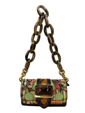 Burberry Snakeskin Flap Bag with Patchwork and Buckle