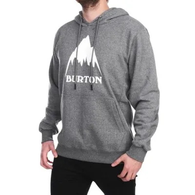 BUZO BURTON MTN PULLOVER HOODIE GRIS CON LOGO BLANCO