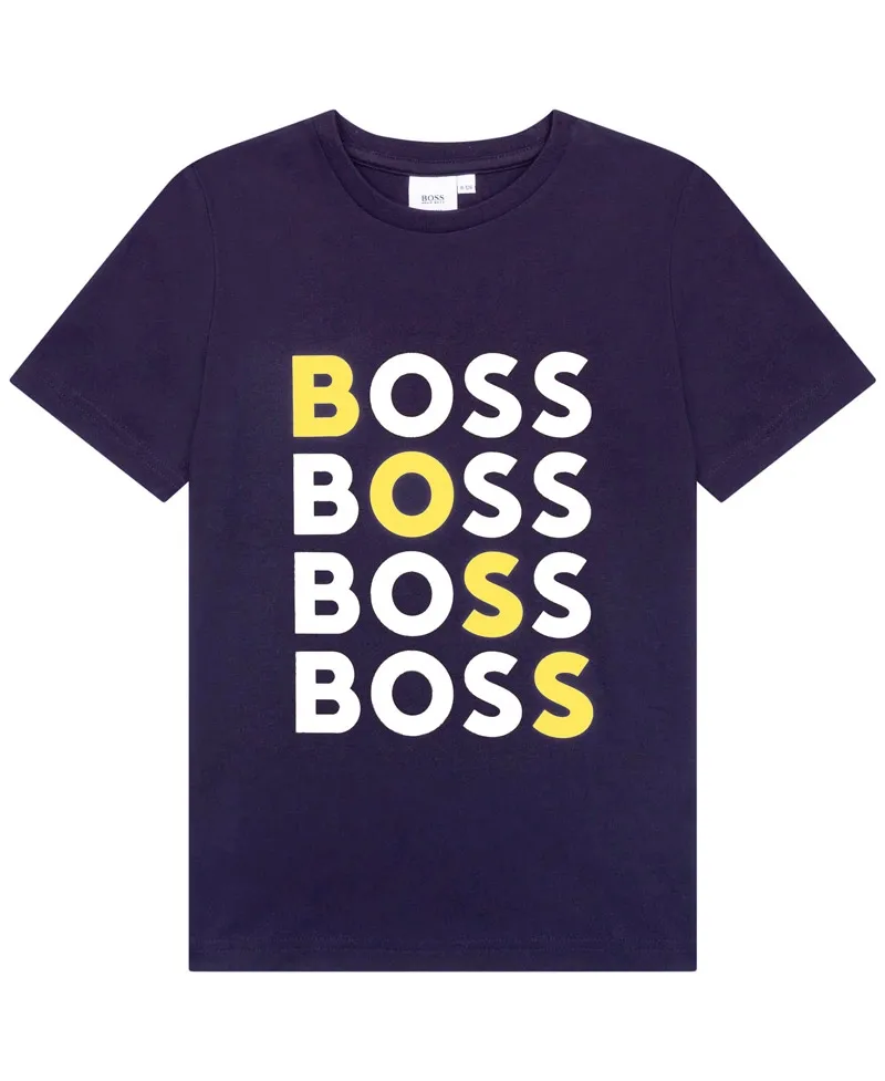 Camiseta Niño BOSS Marino Letras