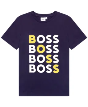 Camiseta Niño BOSS Marino Letras