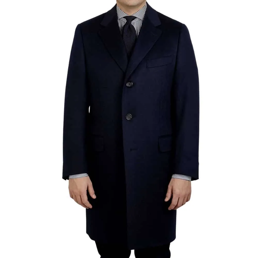 CANALI NAVY WOOL AND CASHMERE OVERCOAT | Menswear Online