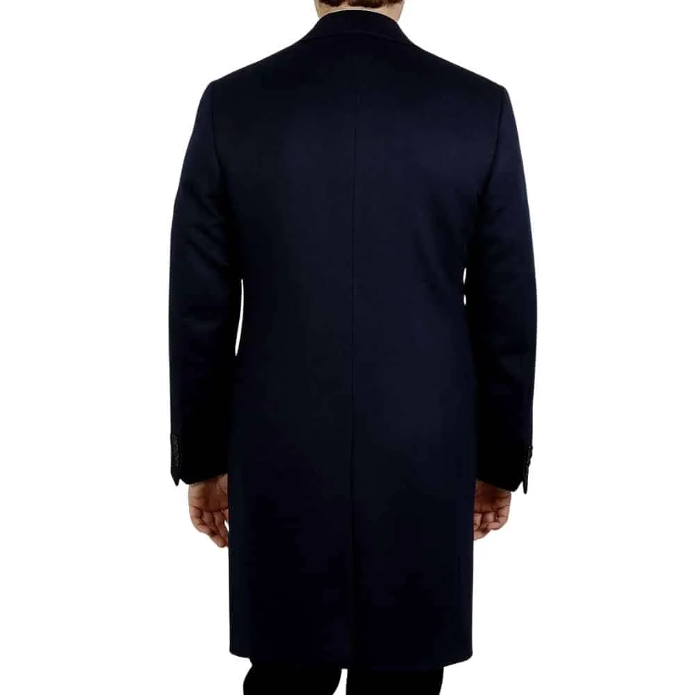 CANALI NAVY WOOL AND CASHMERE OVERCOAT | Menswear Online