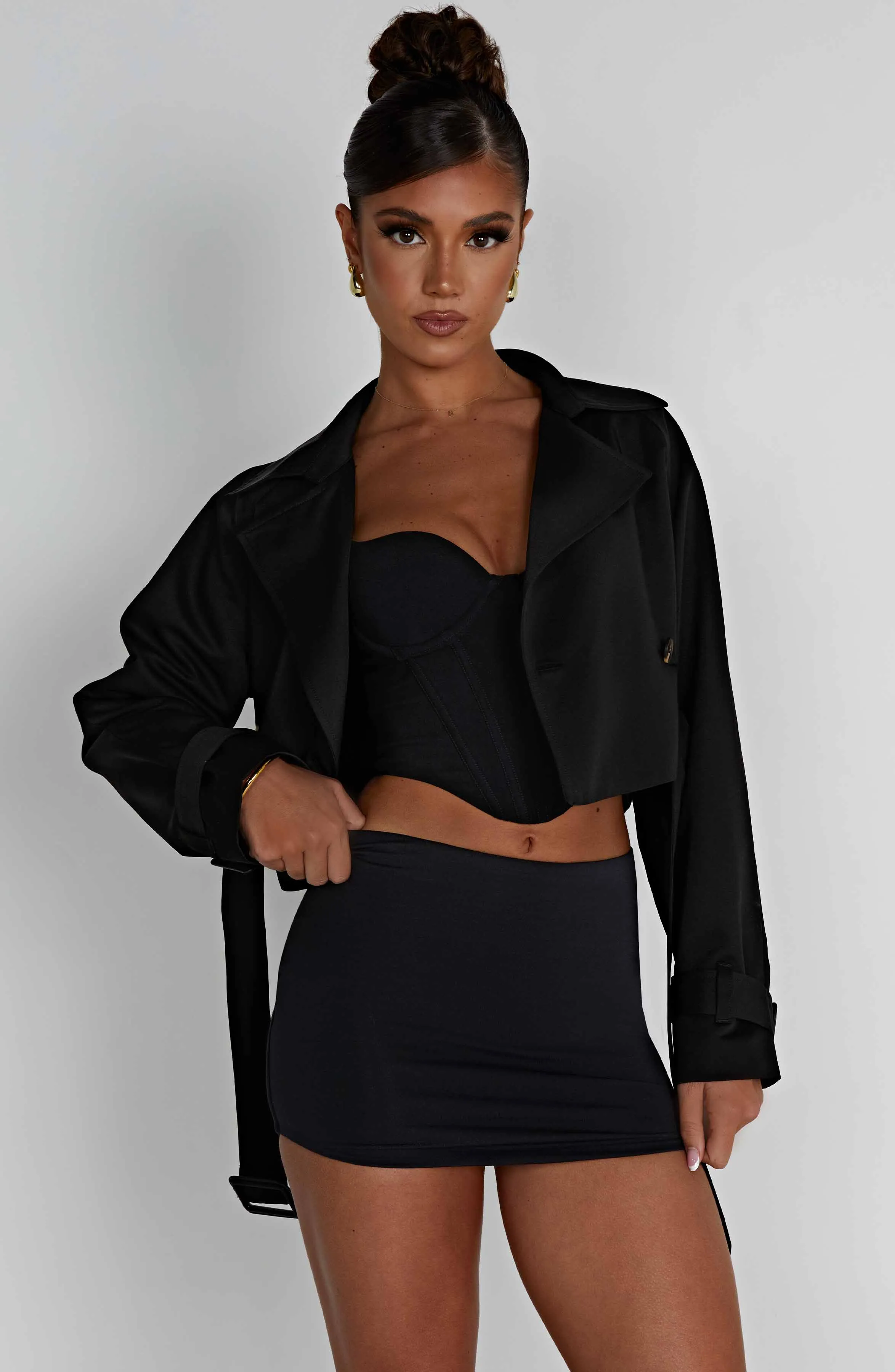 Caprice Black Trench Coat