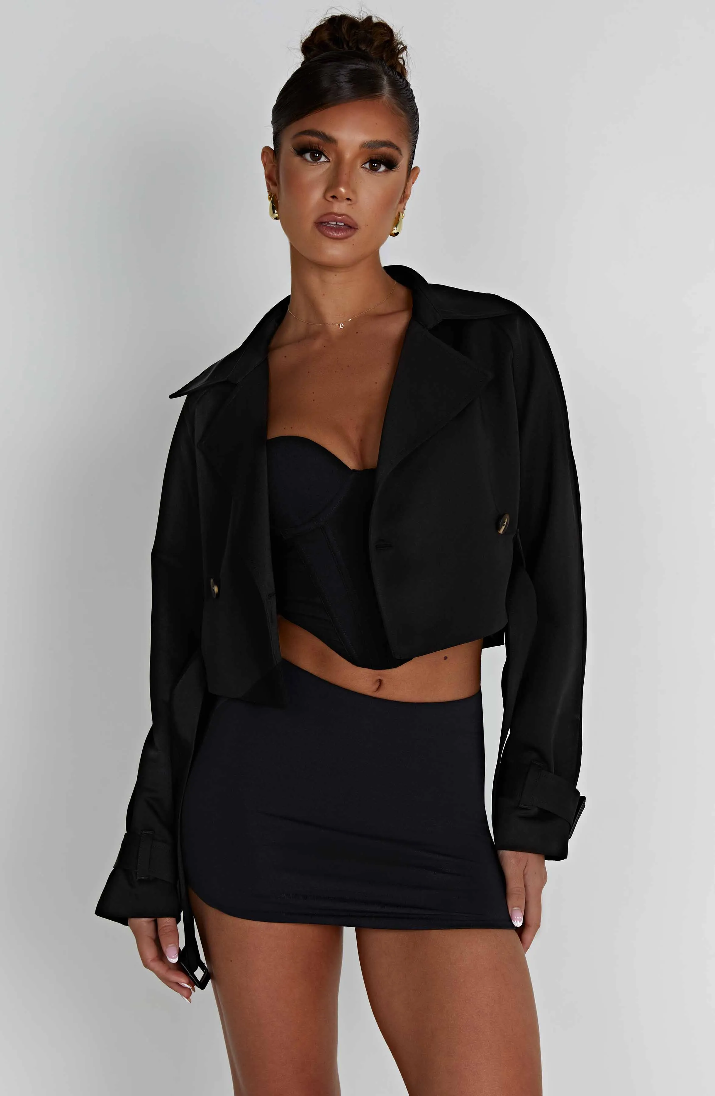 Caprice Black Trench Coat