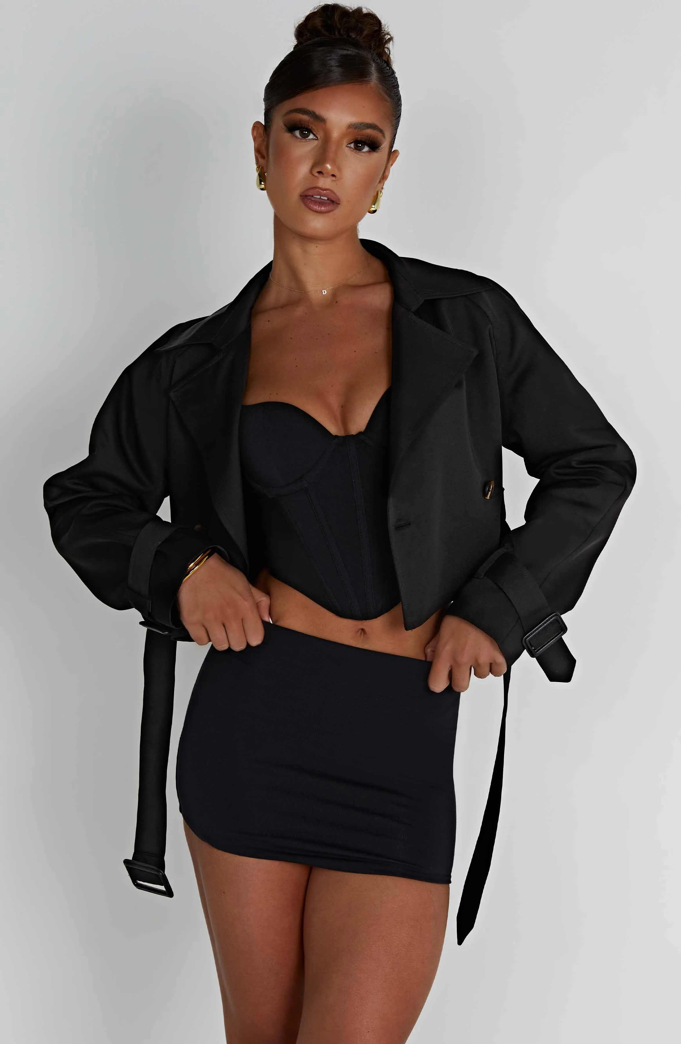 Caprice Black Trench Coat