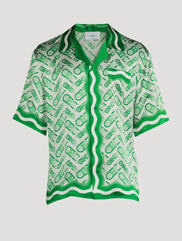 CASABLANCA Ping Pong Monogram Silk Cuban Shirt