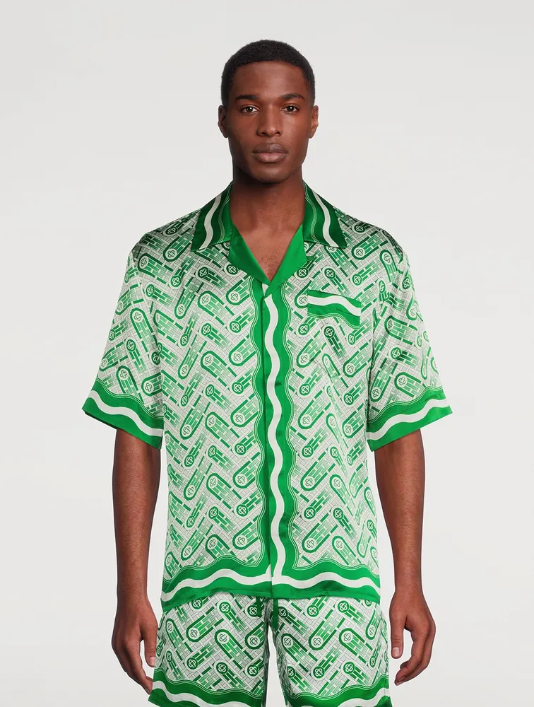 CASABLANCA Ping Pong Monogram Silk Cuban Shirt