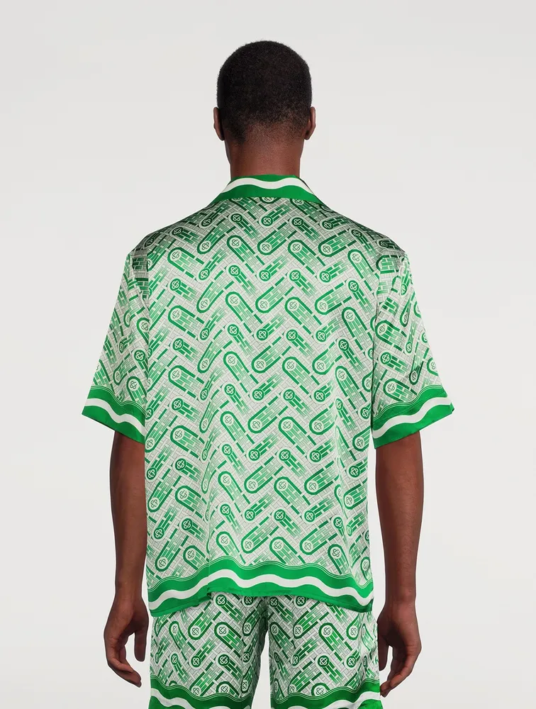 CASABLANCA Ping Pong Monogram Silk Cuban Shirt