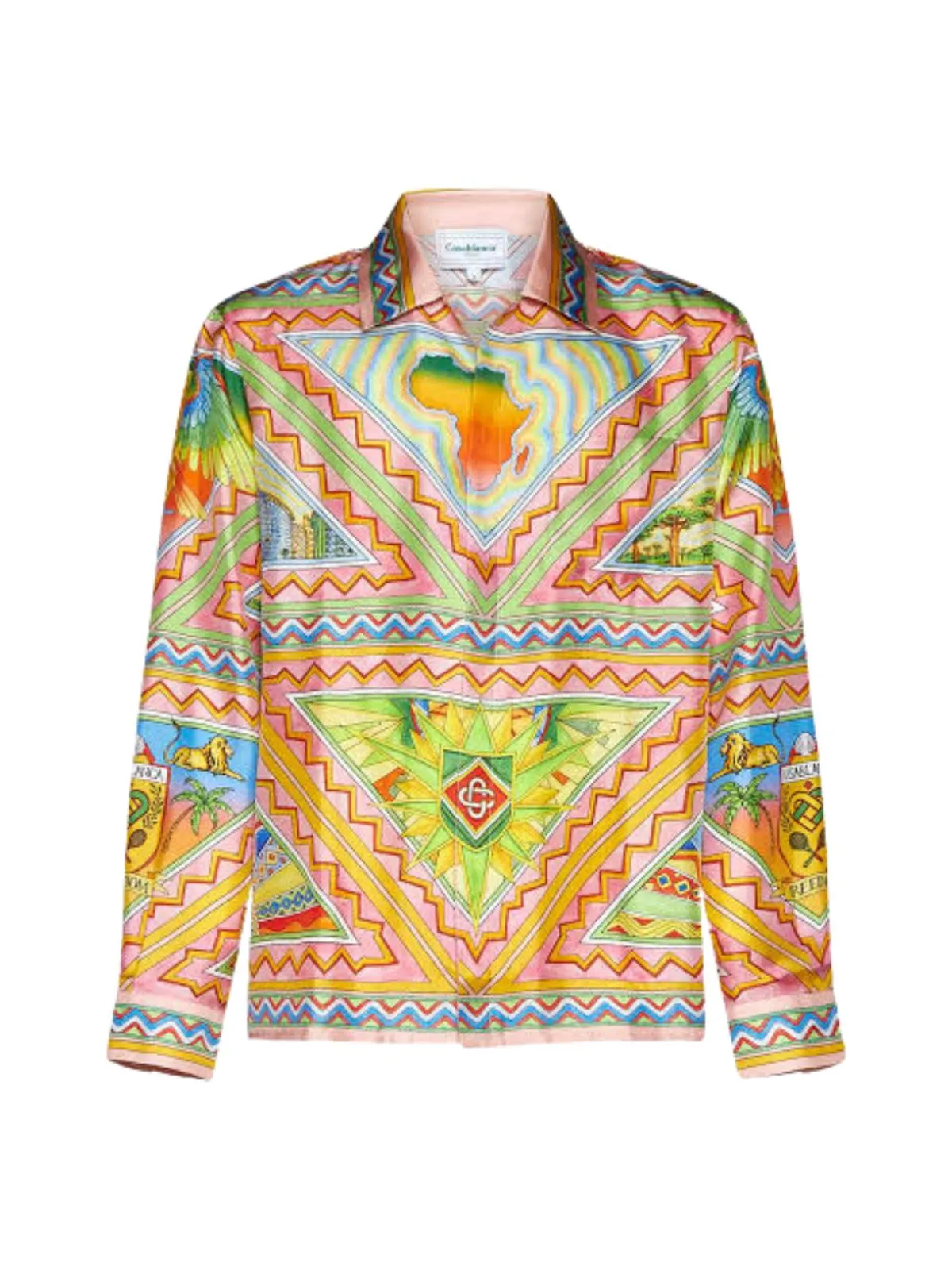 Casablanca Shirt Cuban Collar Freedom And Joy Multicolour