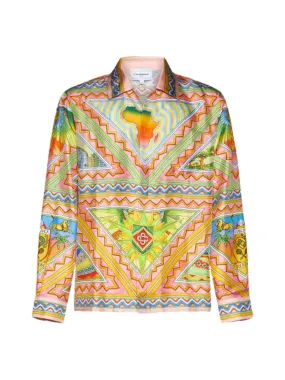 Casablanca Shirt Cuban Collar Freedom And Joy Multicolour