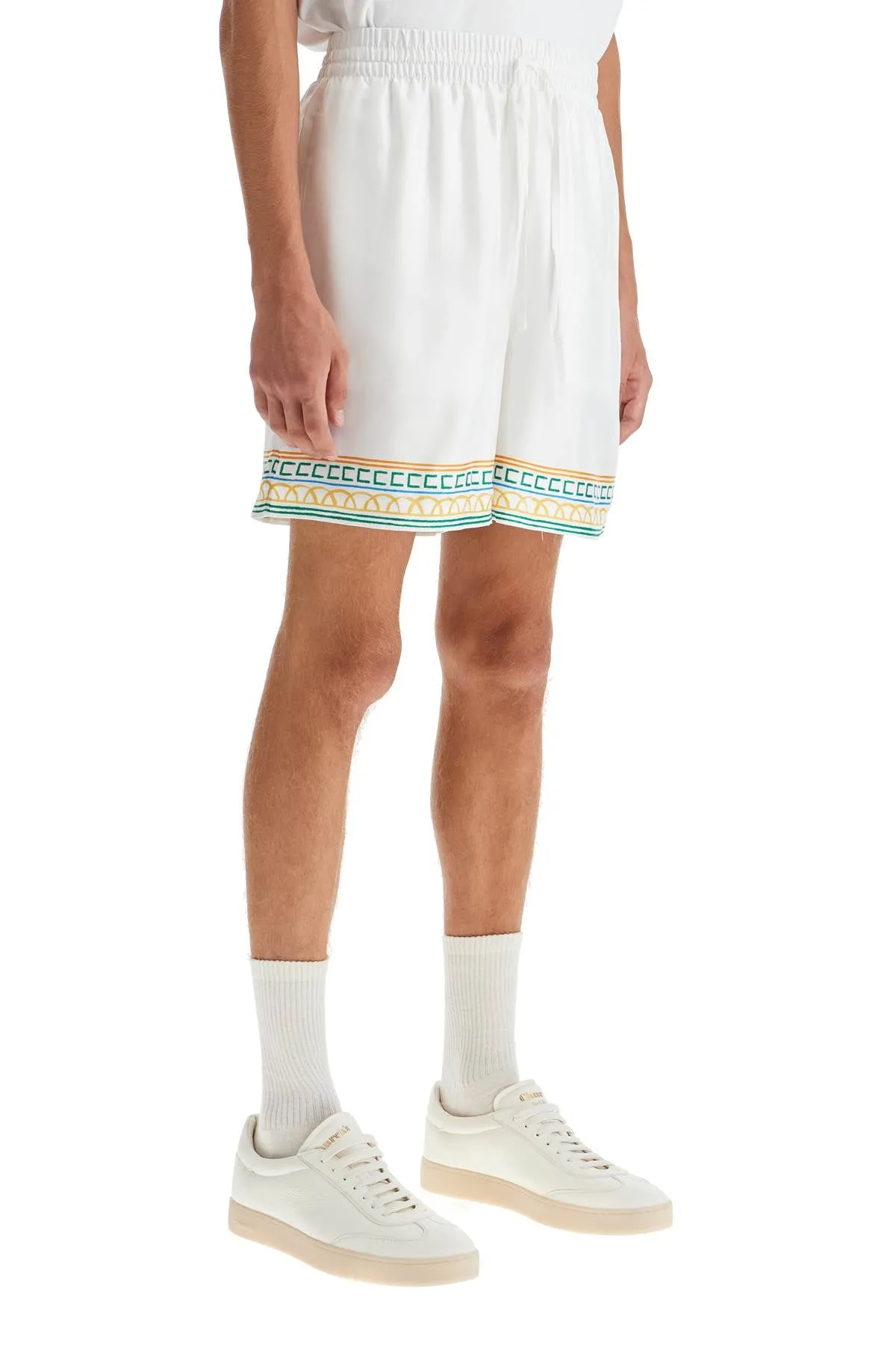 Casablanca Silk Bermuda Shorts 'Crayon Temple   White