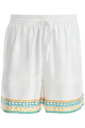 Casablanca Silk Bermuda Shorts 'Crayon Temple   White