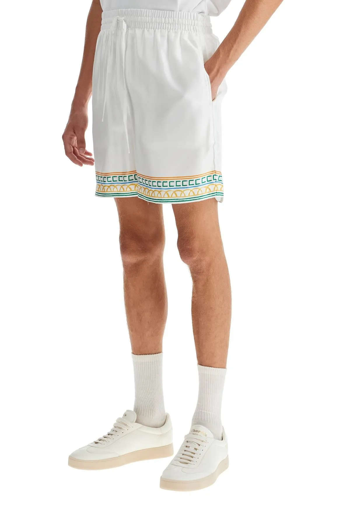 Casablanca Silk Bermuda Shorts 'Crayon Temple   White