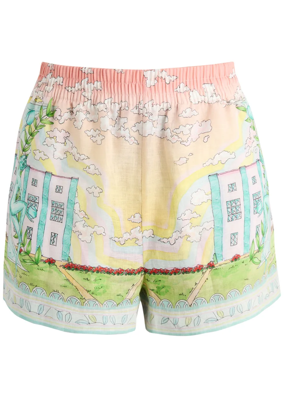 CASABLANCA Vase printed linen shorts  -                         -                     -                